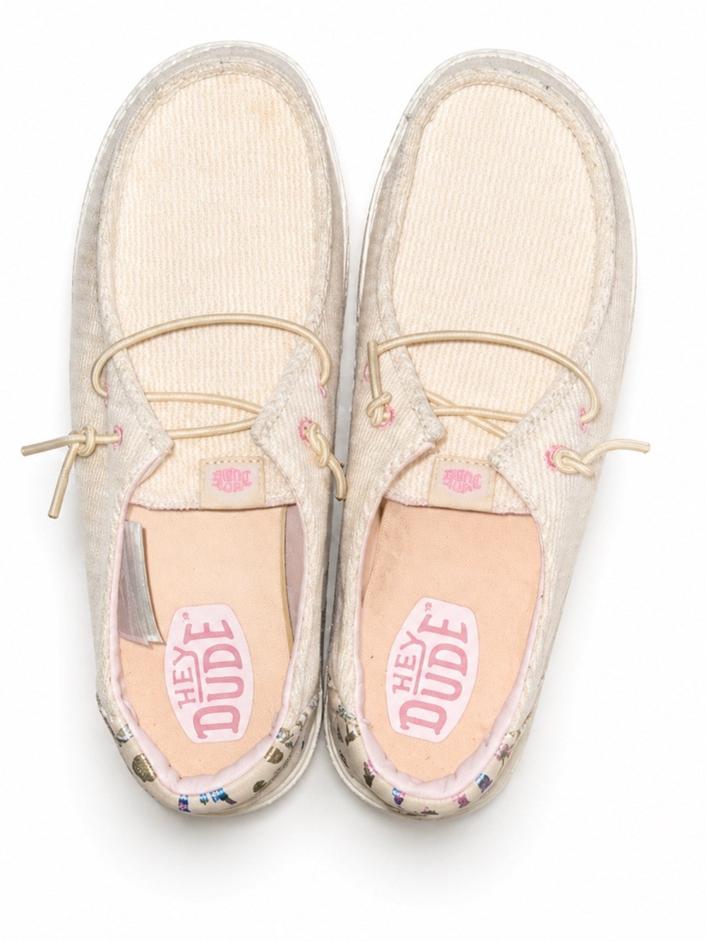 NWOT - Women's Hey Dude Cream / Dusty Rose Casual Shoes